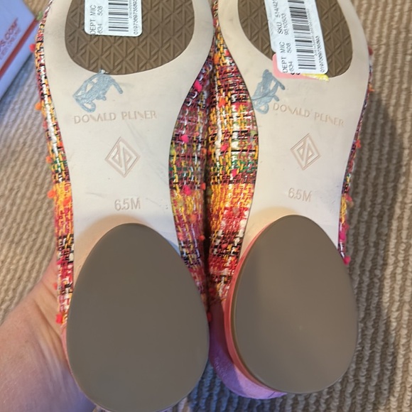 NEW DONALD PLINER boucle and suede pink tweed pointed toe penny loafers 6.5 - Picture 5 of 10